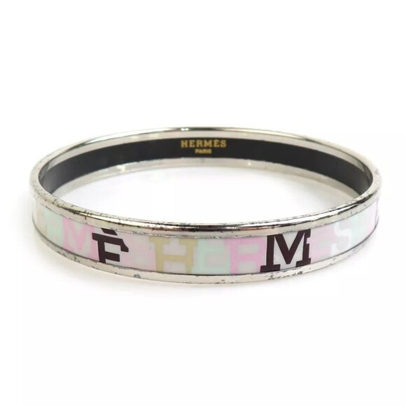Auth HERMES Cloisonne Bangle Bracelet Silver/Multicolor Metal/Enamel - Picture 7 of 14